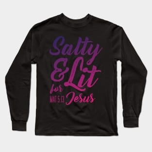 Salty and Lit for Jesus - Pink Gradient Distress Long Sleeve T-Shirt